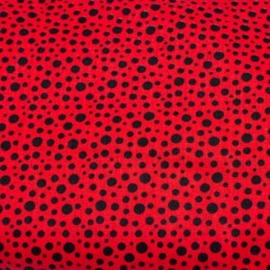 Czarne kropki i kropeczki na czerwieni - tkanina bawełniana