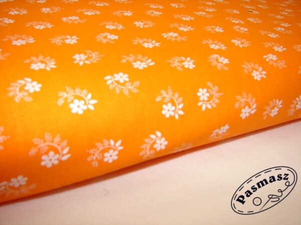 Tkanina bawełniana kwiatuszek pętelka na pomarańczowym