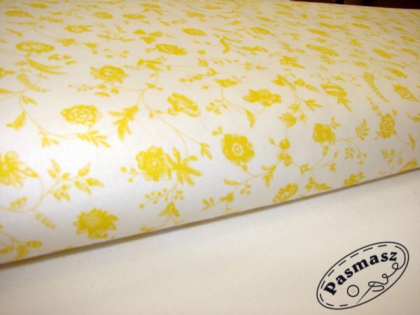 Tkanina bawełniana kwiaty żółte na bieli