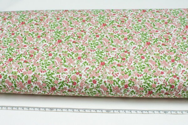 Gęsta łączka różowo-zielona - tkanina bawełniana