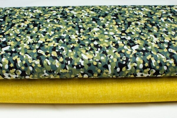 Zielono-żółte plamki - tkanina bawełniana