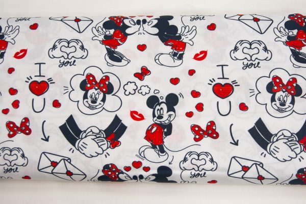Zakochana Myszka Mickey – tkanina bawełniana