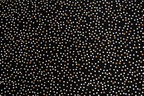 Biało-złote kropeczki na czerni – tkanina bawełniana