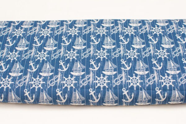Marynarskie wzory na deskach - tkanina bawełniana