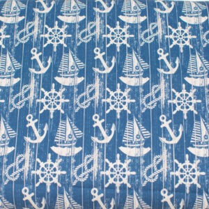 Marynarskie wzory na deskach - tkanina bawełniana