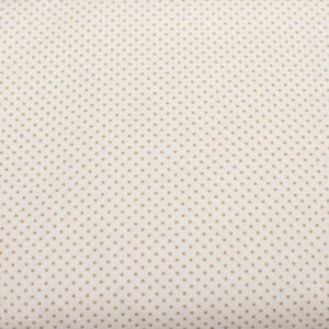 Beżowe kropeczki na bieli - tkanina bawełniana