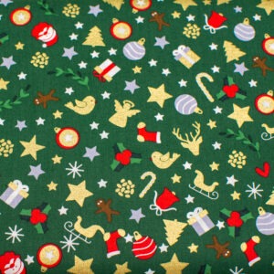 Boże Narodzenie na zieleni - tkanina bawełniana