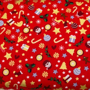 Boże Narodzenie na czerwieni - tkanina bawełniana