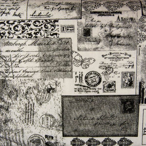 Stare pocztówki na bieli - tkanina bawełniana