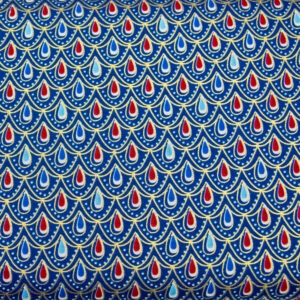 Pozłacane krople na niebieskim - tkanina bawełniana