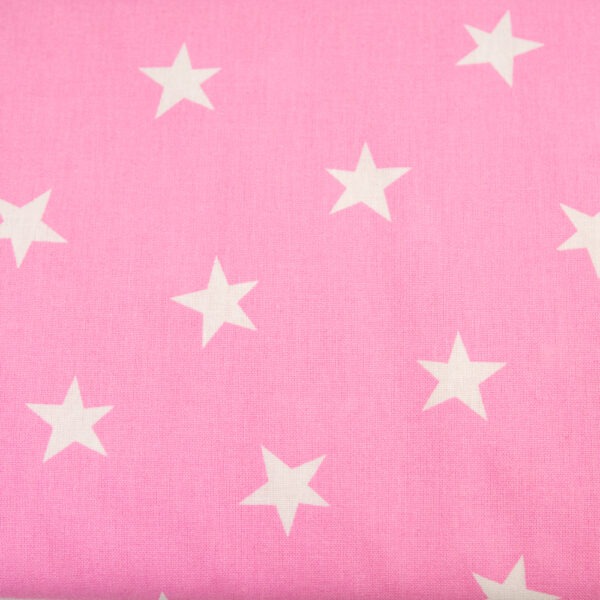 Gwiazdy na różu - tkanina bawełniana