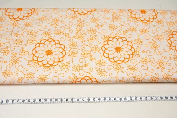 Pomarańczowe kwiaty - tkanina bawełniana