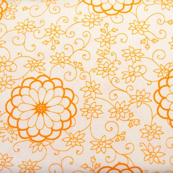 Pomarańczowe kwiaty - tkanina bawełniana