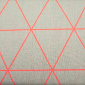 Neonowe trójkąty na beżu - tkanina bawełniana