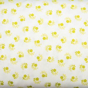 Kwiatuszek pętelka limonka na bieli - tkanina bawełniana