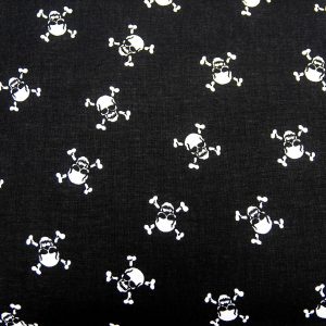 Czaszki na czerni - tkanina bawełniana