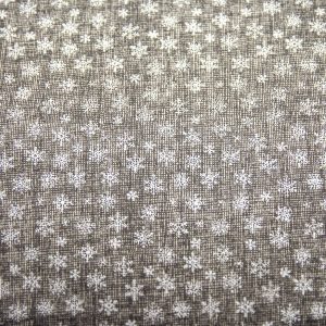Białe śnieżynki na grafitowym nadruku - tkanina bawełniana