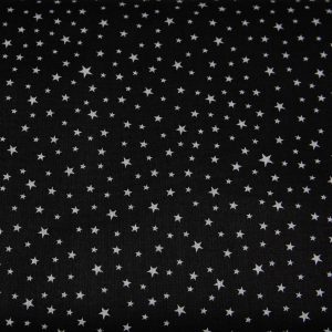 Białe gwiazdki na czerni - tkanina bawełniana