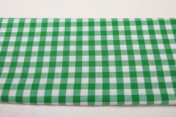 Kratka na zieleni - tkanina bawełniana
