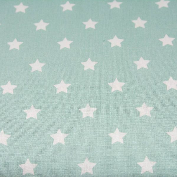 Gwiazdy na miętowym - tkanina bawełniana