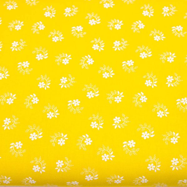 Tkanina bawełniana kwiatuszek pętelka na żółtym