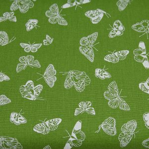 Motylki na zieleni - tkanina bawełniana