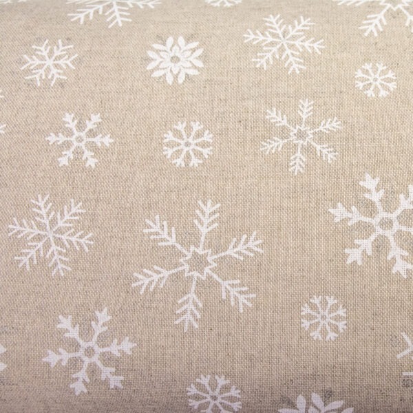 Białe płatki śniegu na beżowym - tkanina bawełniano-poliestrowa