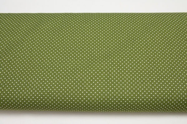 Kropeczki na brudnej zieleni - tkanina bawełniana