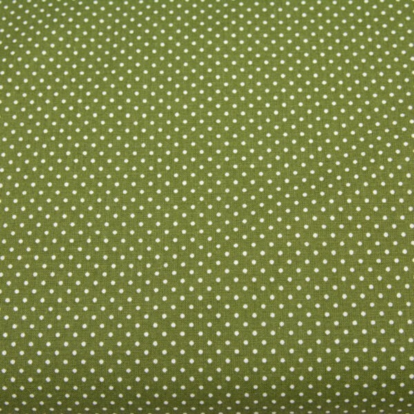 Kropeczki na brudnej zieleni - tkanina bawełniana
