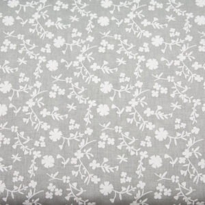 Białe kwiatuszki na szarym - tkanina bawełniana