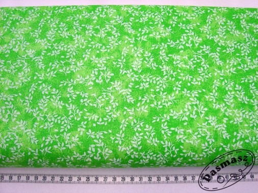 Tkanina bawełniana listeczki na zieleni