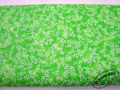 Tkanina bawełniana listeczki na zieleni